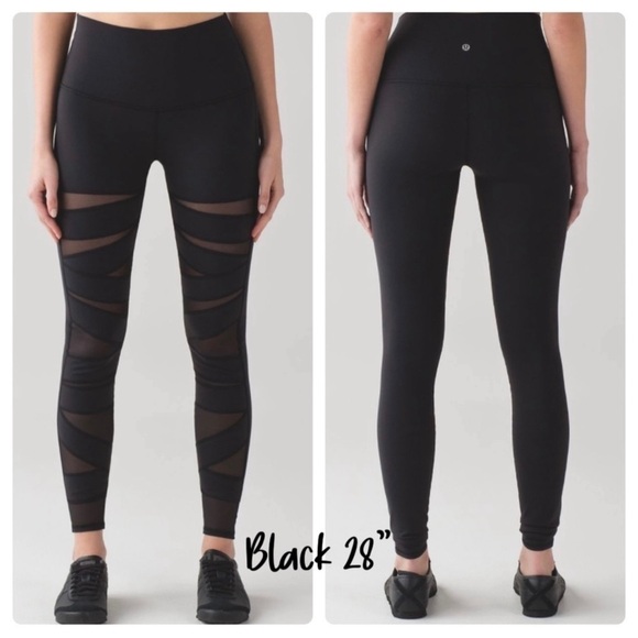 Lululemon Wunder Under Hi-Rise Tech Mesh 28" Black Size 6 - Picture 1 of 4